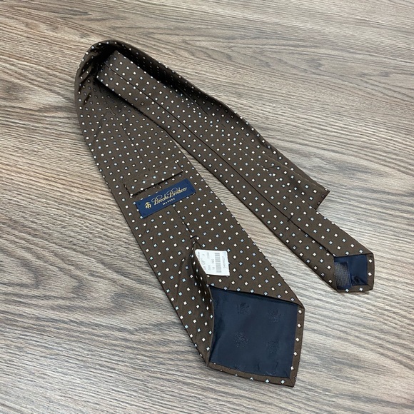 Brooks Brothers NWT Brown w/ Blue Check Tie - Picture 1 of 5